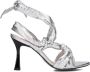 Lina Locchi Sandalen Dames Damesschoenen Leer Blokhak hoogte L1305 Zilver - Thumbnail 5