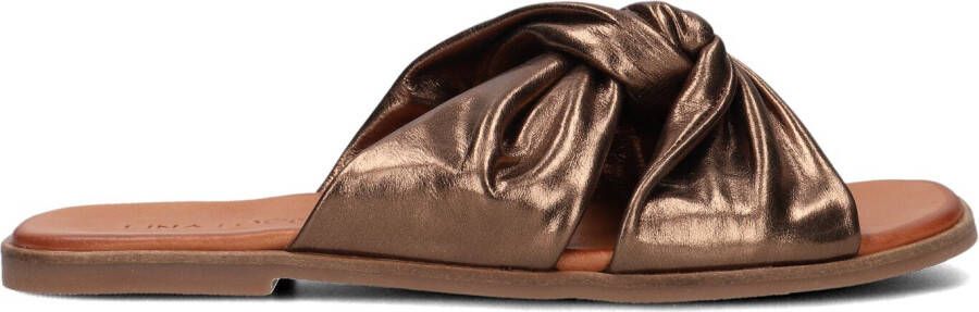 LINA LOCCHI Slippers Dames 126230477 Maat: 37 Materiaal: Leer Kleur: Brons