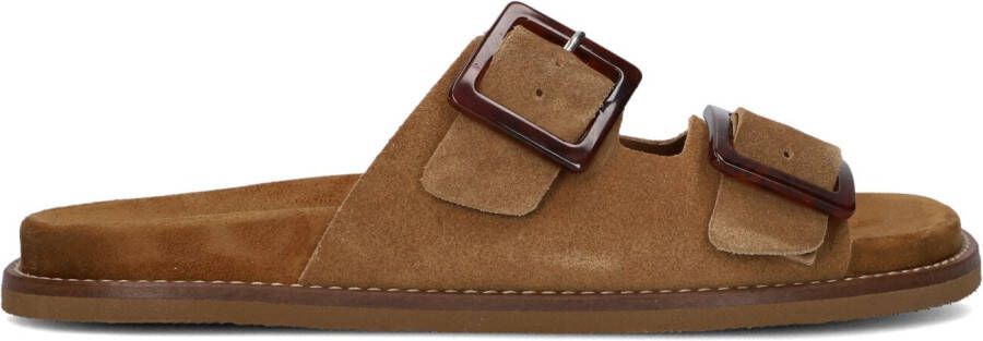 LINA LOCCHI Slippers Dames Sue 2 Gesp Slipper Maat: 38 Materiaal: Suède Kleur: Cognac