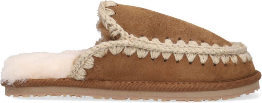 MOU Pantoffels Dames Slipper Full Eskimo Stitch Maat: 42 Materiaal: Suède Kleur: Cognac