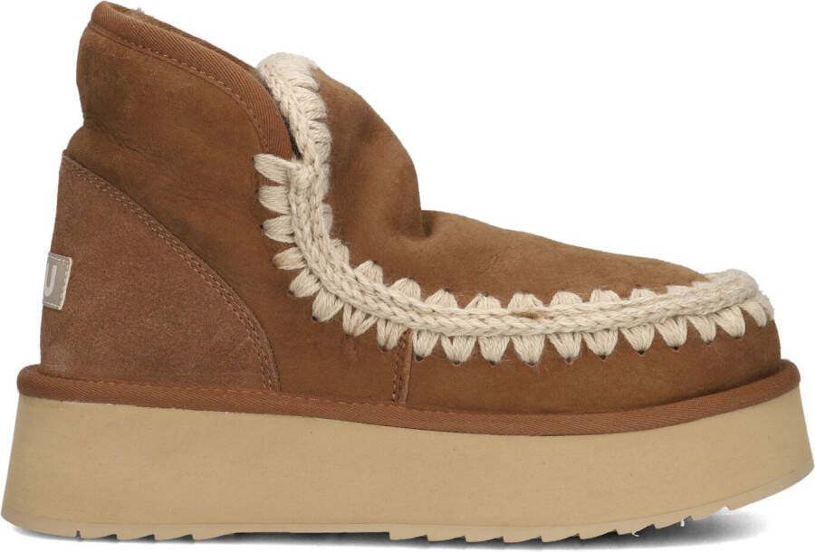 MOU Vachtlaarzen Dames Mini Eskimo Platform Boot Maat: 38 Materiaal: Suède Kleur: Cognac