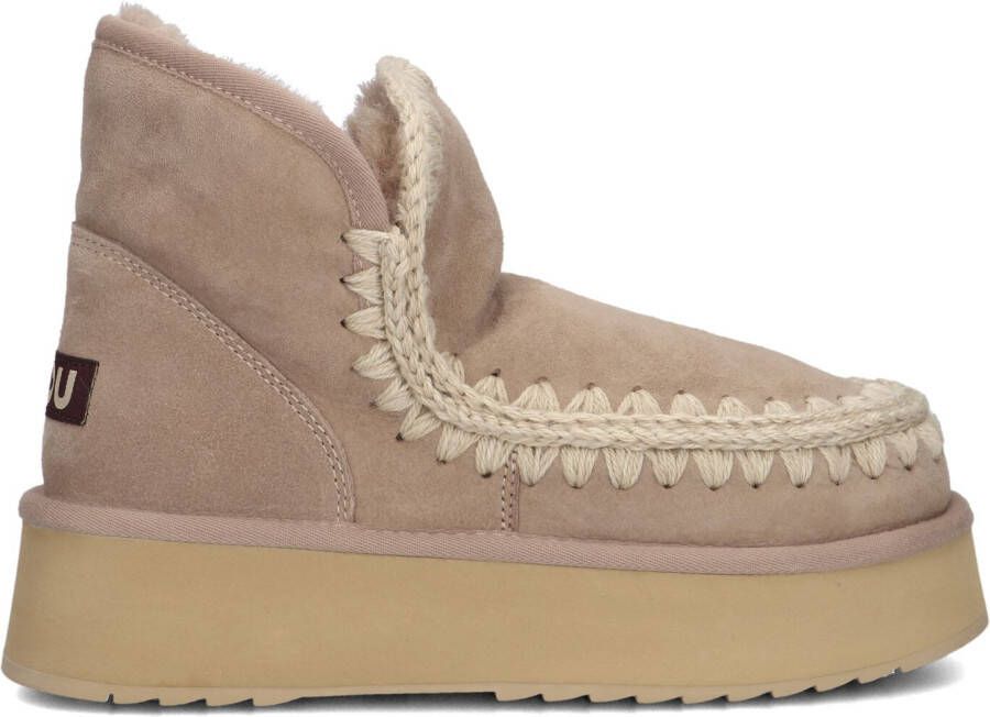 MOU Vachtlaarzen Dames Mini Eskimo Platform Boot Maat: 40 Materiaal: Suède Kleur: Beige