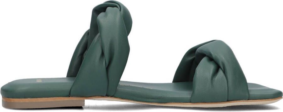 NUBIKK Slippers Dames Square Twist Maat: 38 Materiaal: Leer Kleur: Groen