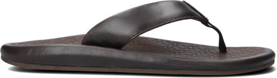 OLUKAI Teenslippers Heren Ilikai Maat: 46 Materiaal: Leer Kleur: Bruin