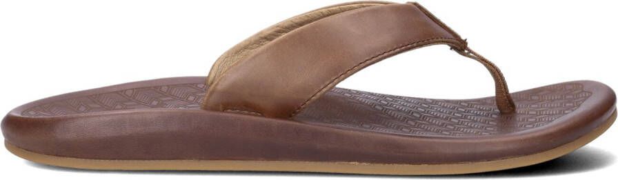 OLUKAI Teenslippers Heren Ilikai Maat: 44 Materiaal: Leer Kleur: Cognac