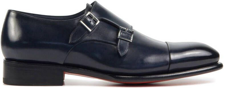 Santoni Blauwe Leren Loafers Blue Heren