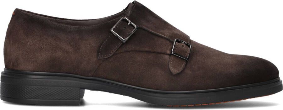 SANTONI Nette Schoenen Heren Sue 2gespschoen Maat: 43 Materiaal: Suède Kleur: Bruin