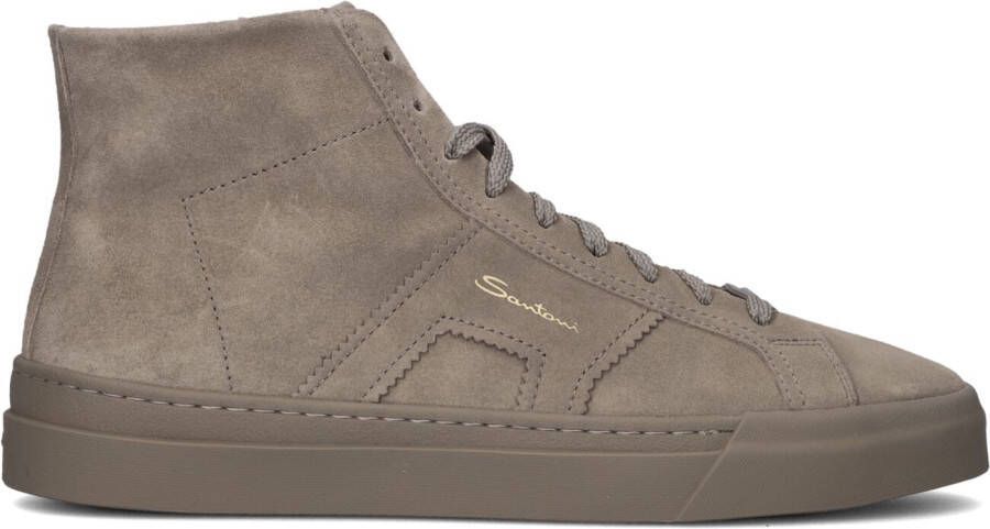 SANTONI Hoge Sneakers Heren Sue Mid Rits Sneaker Maat: 45 Materiaal: Suède Kleur: Taupe