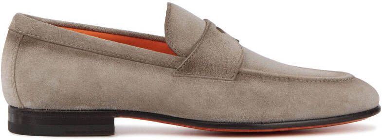 Santoni Taupe Suede Instapschoenen Beige Heren