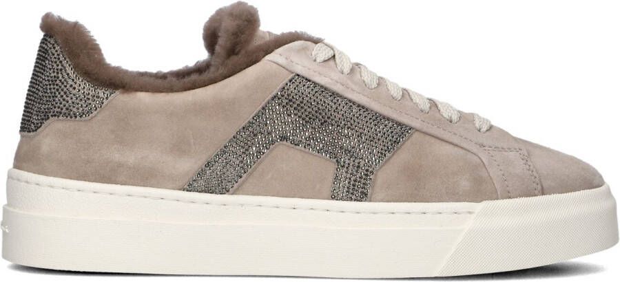 SANTONI Lage Sneakers Dames Sue Glitter Sneaker Maat: 39 Materiaal: Suède Kleur: Taupe