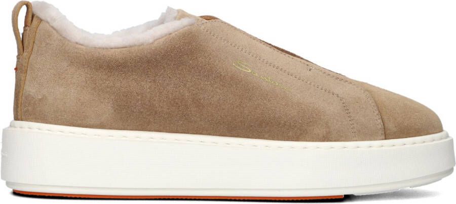 SANTONI Lage Sneakers Dames Sue Vacht Slipon Maat: 37 Materiaal: Suède Kleur: Beige