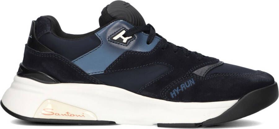 SANTONI Lage Sneakers Heren Combi Hy-run Sneaker Maat: 40 5 Materiaal: Suède Kleur: Blauw