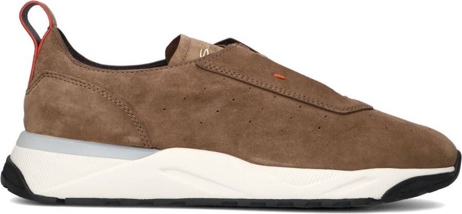 SANTONI Lage Sneakers Heren Sue Unlined Runner Maat: 11 Materiaal: Suède Kleur: Bruin