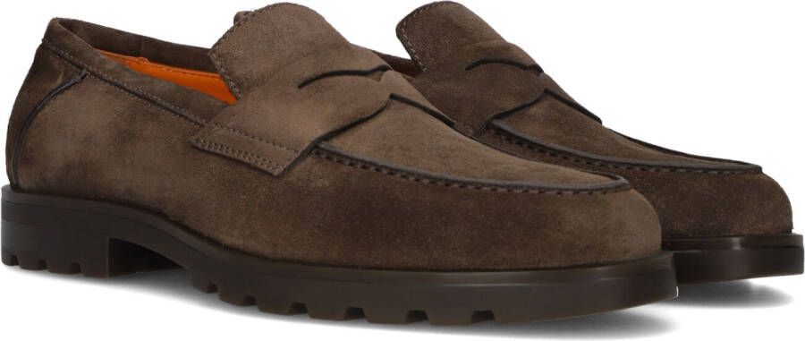 SANTONI Loafers Heren Sue Penny Loafer Gz Maat: 45 Materiaal: Suède Kleur: Bruin