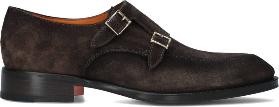 SANTONI Nette Schoenen Heren Sue 2-gesp Spiegel Schoen Maat: 43 Materiaal: Suède Kleur: Bruin