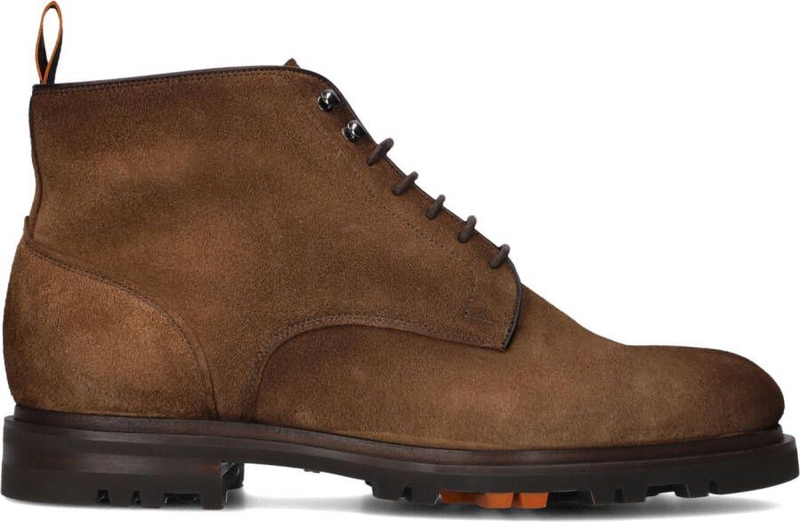 SANTONI Veterboots Heren Sue Veterboot Maat: 42 5 Materiaal: Suède Kleur: Bruin