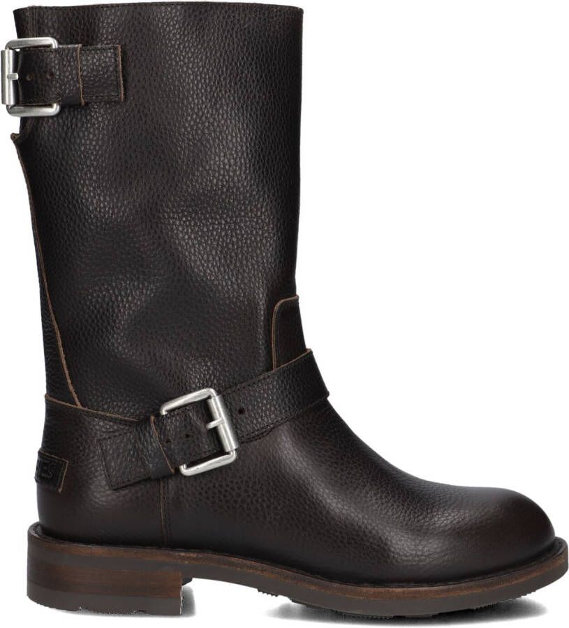 SHABBIES Biker Boots Dames Alyd Mia Maat: 38 Materiaal: Leer Kleur: Bruin