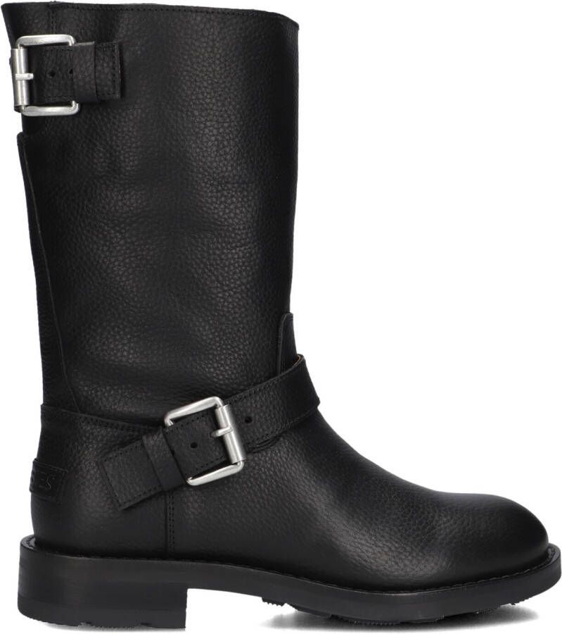 SHABBIES Biker Boots Dames Alyd Mia Maat: 40 Materiaal: Leer Kleur: Zwart