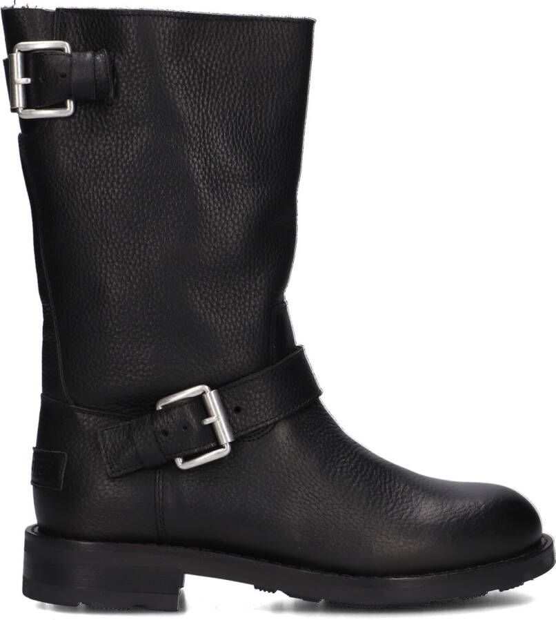 SHABBIES Boots Dames Alyd Mid Boot Maat: 37 Materiaal: Leer Kleur: Zwart