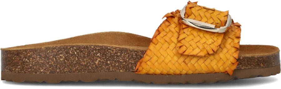 STEFANO LAURAN Slippers Dames Bio Gevlochten 1 Band Slipper Met Gesp Maat: 42 Materiaal: Leer Kleur: Oranje