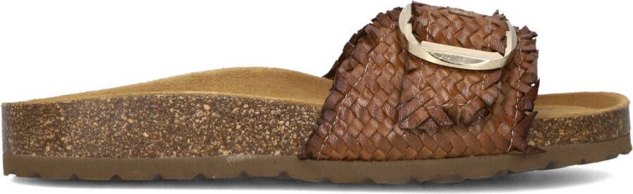 STEFANO LAURAN Slippers Dames Bio Gevlochten 1 Band Slipper Met Gesp Maat: 41 Materiaal: Leer Kleur: Bruin