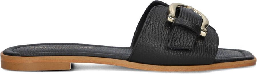 STEFANO LAURAN Slippers Dames Led 1 Band Slipper Met Gesp Maat: 42 Materiaal: Leer Kleur: Zwart