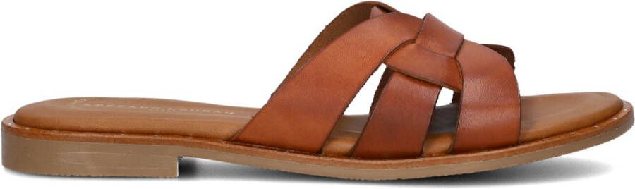 STEFANO LAURAN Slippers Dames Led Knoop Slipper Maat: 41 Materiaal: Leer Kleur: Cognac