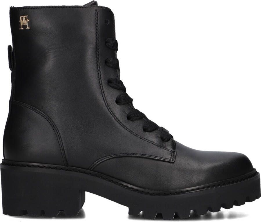 TOMMY HILFIGER Boots Dames Chic Mid Heell Maat: 37 Materiaal: Leer Kleur: Zwart