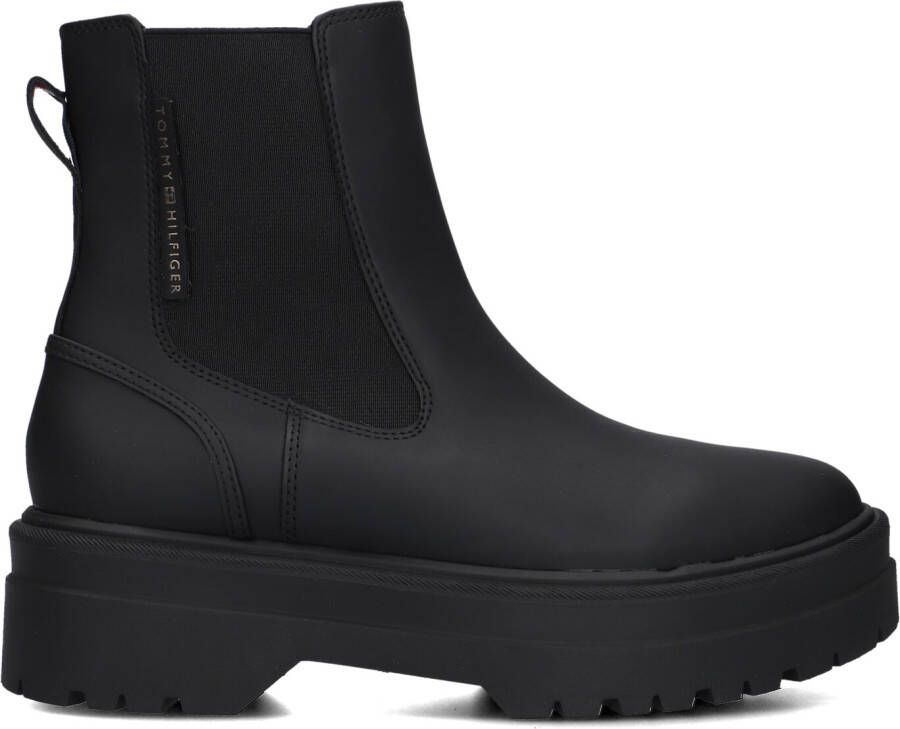 TOMMY HILFIGER Enkelboots Dames Rubberrised Chelsea Maat: 36 Materiaal: Rubber Kleur: Zwart