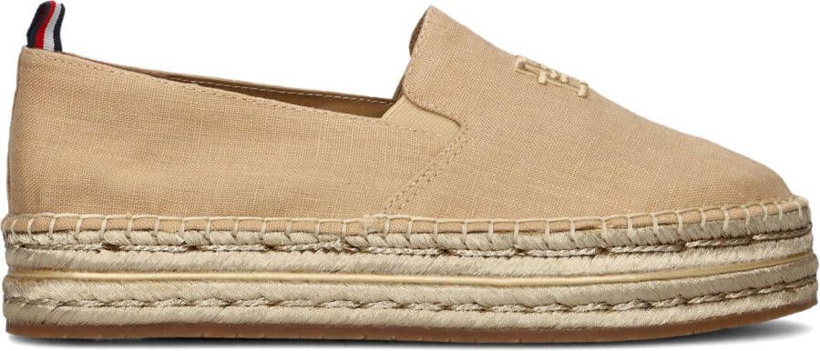 TOMMY HILFIGER Espadrilles Dames Th Embroidered Flatform Maat: 40 Materiaal: Linnen Kleur: Camel