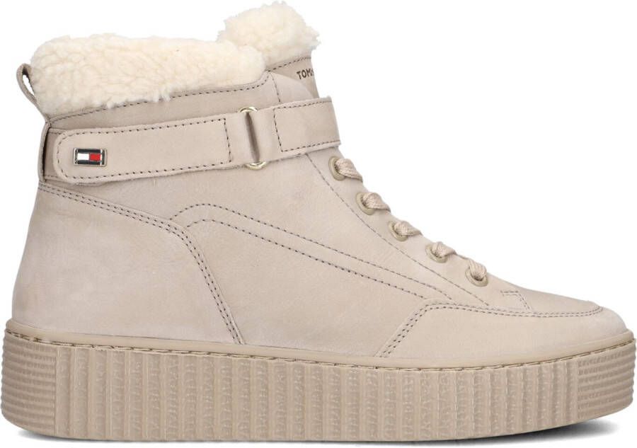 TOMMY HILFIGER Hoge Sneakers Dames Faux Fur Low Lace-up Maat: 41 Materiaal: Nubuck Kleur: Beige