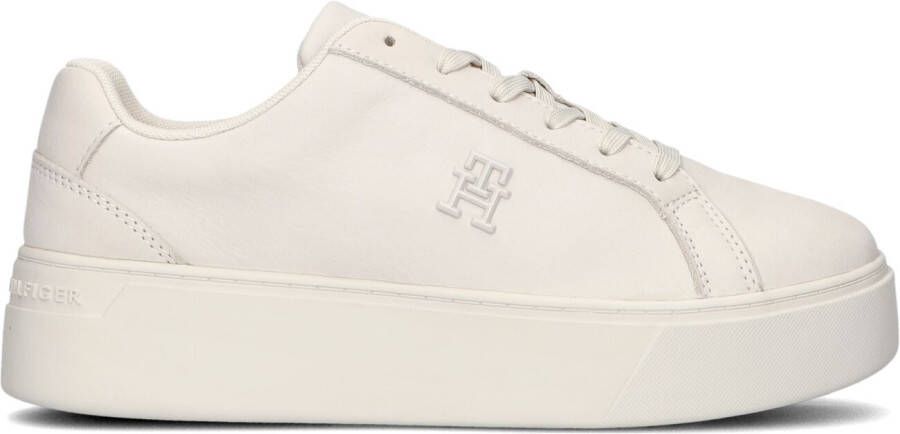 TOMMY HILFIGER Lage Sneakers Dames Platform Court Maat: 37 Materiaal: Leer Kleur: Beige