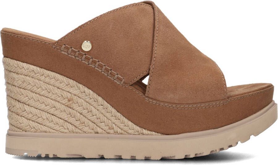 UGG Slippers Dames W Abbot Slide Maat: 42 Materiaal: Suède Kleur: Cognac