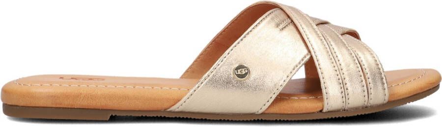 UGG Slippers Dames W Kenleigh Slide Maat: 39 Materiaal: Leer Kleur: Goud