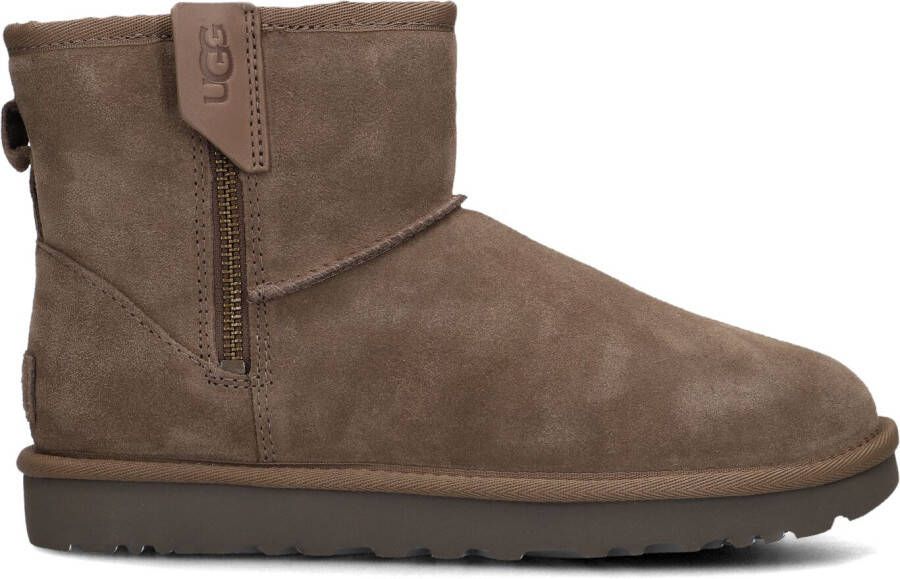 UGG Vachtlaarzen Dames Classic Mini Bailey Zip Maat: 38 Materiaal: Leer Kleur: Taupe