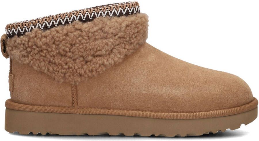 UGG Vachtlaarzen Dames Classic Ultra Mini Maxi Curly Maat: 38 Materiaal: Suèdelook Kleur: Cognac