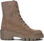 Bruin Tinten Jefis Veterboots Laarzen Met Veters Dames Taupe - Thumbnail 2