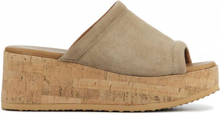 VIA VAI Slippers Slides Dames Damesschoenen 58058 Sissel Sleehak Hoogte 6 cm Beige