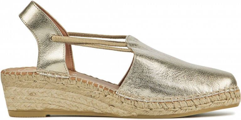 Glimmend terug kalf VIGUERA Espadrilles Dames Damesschoenen Leer Sleehak Hoogte 4 cm 1825 met  Goud - Schoenen.nl