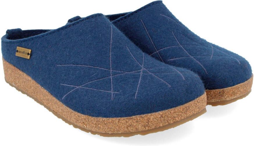 Haflinger Women's Grizzly Mikado Pantoffels blauw