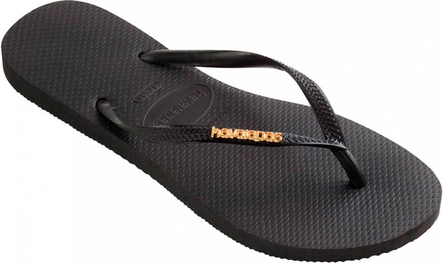 Havaianas Women's Slim Logo Metallic Sandalen grijs zwart