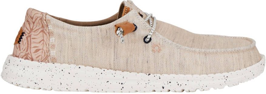 HeyDude Women's Wendy Heathered Slub Tropical Sneakers beige