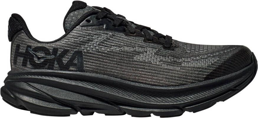 HOKA Kid's Clifton 9 Hardloopschoenen zwart grijs