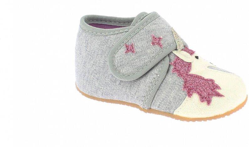 Living Kitzbühel Baby's Klettschuh Einhorn & Regenbogen Pantoffels grijs