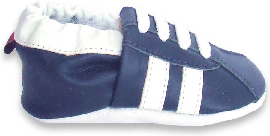 Gewond raken jacht Discipline Aapie babyslofjes Sneaker blauw wit slofjes voor baby dreumes leer antislip  eerste loopschoentjes maat L - Schoenen.nl