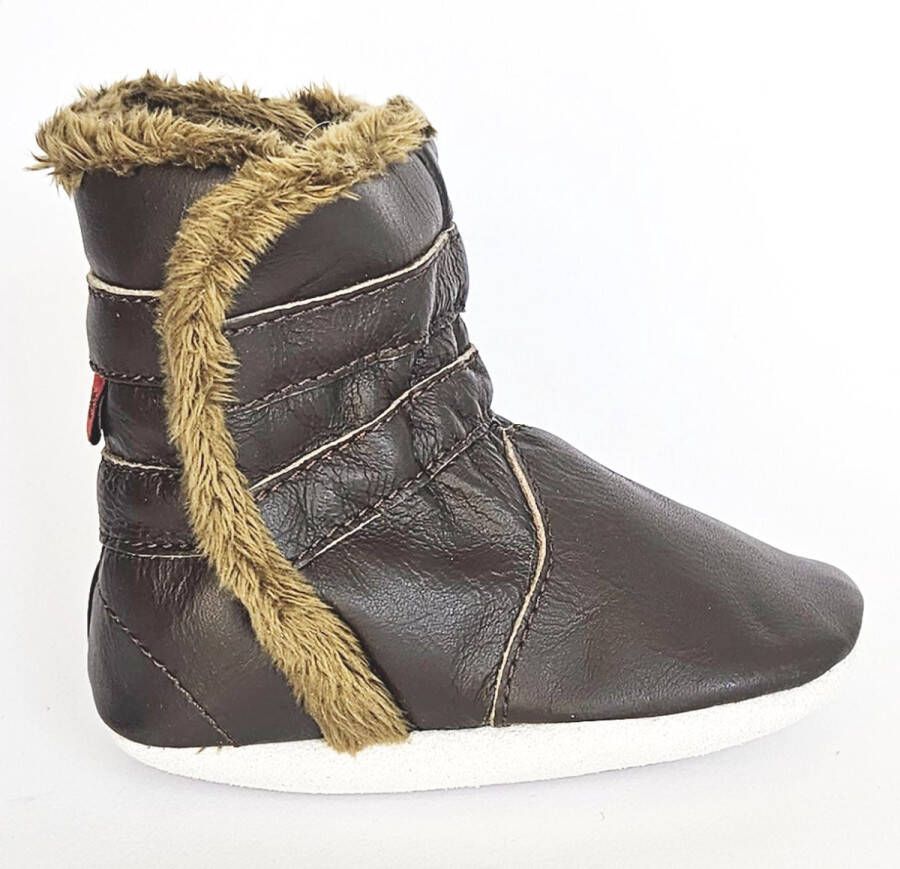 Aapie leren babyslofjes Winterboot Bruin laarsjes gevoerd antislip bruin