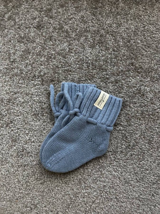 Adalletti Merino wol booties Baby blauw Merino sokken slofjes Merino wol slofjes baby