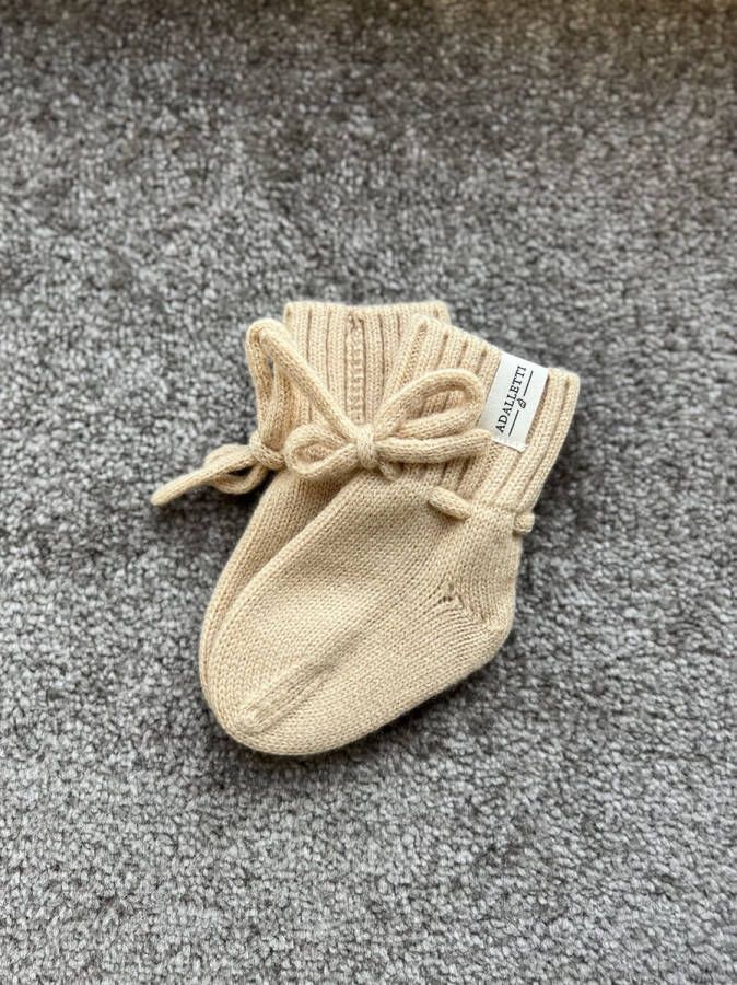 Adalletti Merino wol booties Camel Merino slofjes Merino sokken baby slofjes