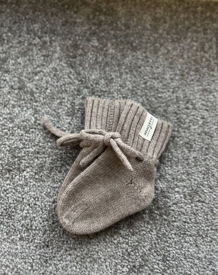 Adalletti Merino wol booties Taupe Merino sokken slofjes Merino wol slofjes baby