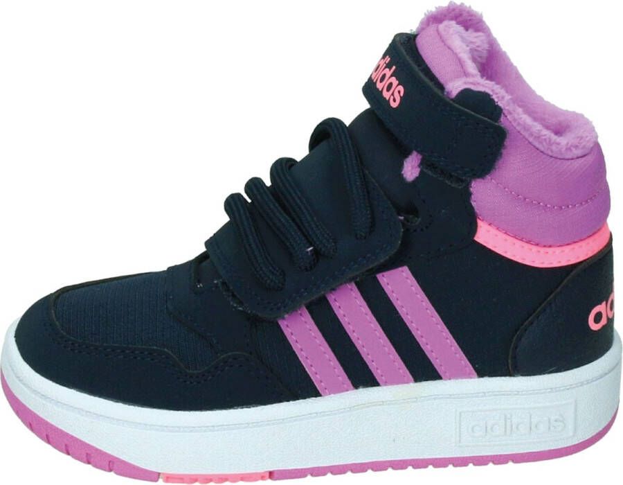 Adidas hoops mid lifestyle basketball strap sneakers zwart roze baby kinderen